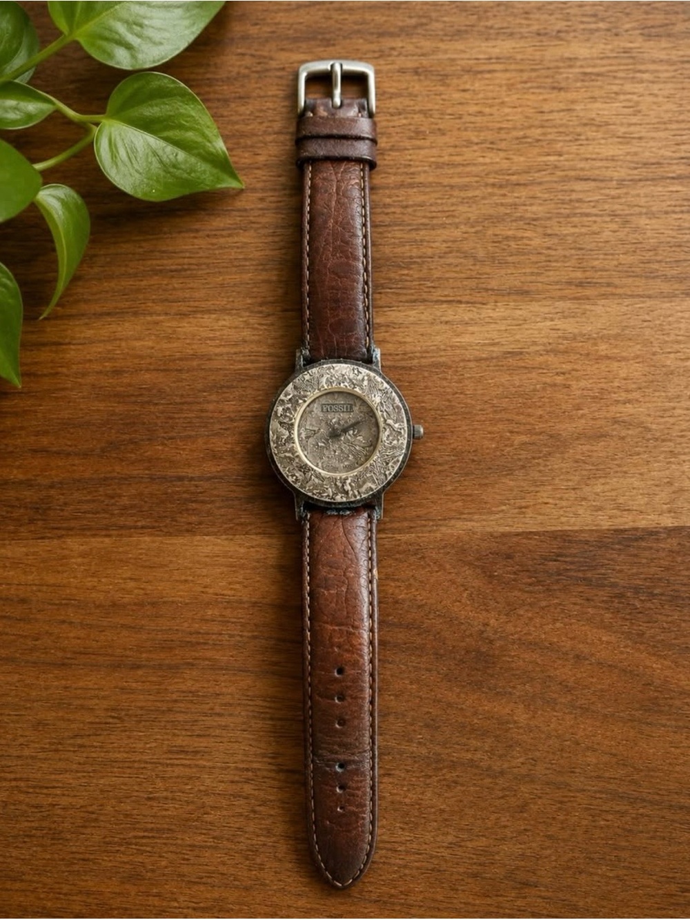 Vintage Fossil BW-6709 Rare Fossilized Sea Shell Watch (1990s)